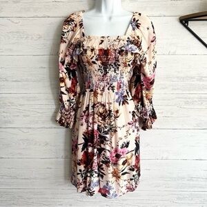 Angie Floral Smocked Ruffle Dress